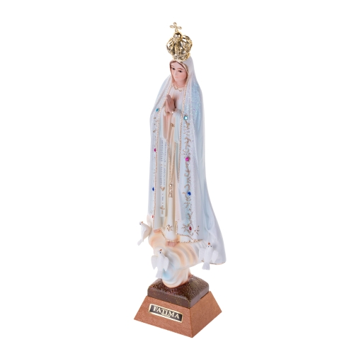Matka Boża Fatimska - 33 cm (kryształowe oczy, brokat, Portugalia) - JAP 5204B-ov-33cm - Dewocjonalia P.H. Jakóbczak - Katolicki sklep liturgiczny i hurtownia