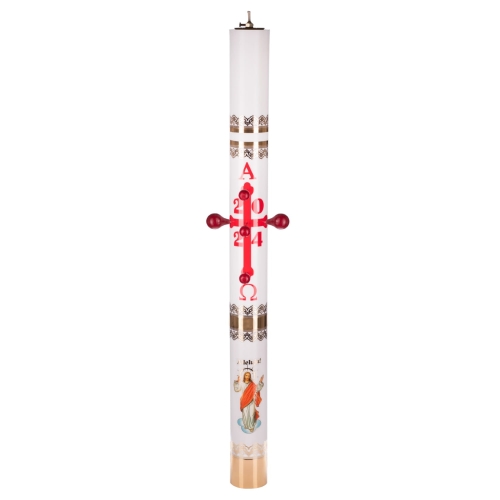Świeca paschalna, paschał z tworzywa 110/90, biały - XP110/90b - Dewocjonalia P.H. Jakóbczak - Katolicki sklep liturgiczny i hurtownia