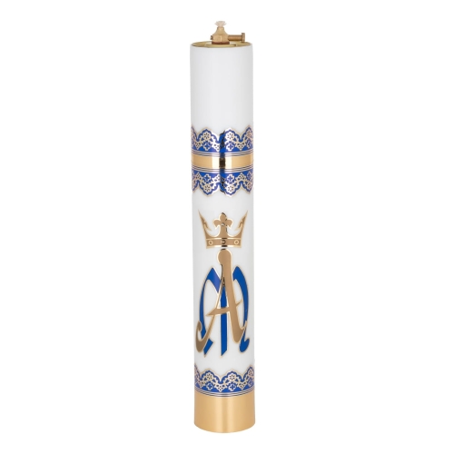 Świeca olejowa 40/63 biała Maryjna - X4063bM - Dewocjonalia P.H. Jakóbczak - Katolicki sklep liturgiczny i hurtownia