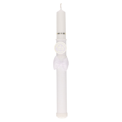Świeca na Pierwszą Komunię Świętą - biało-złota - JJ NK8-Z - Dewocjonalia P.H. Jakóbczak - Katolicki sklep liturgiczny i hurtownia