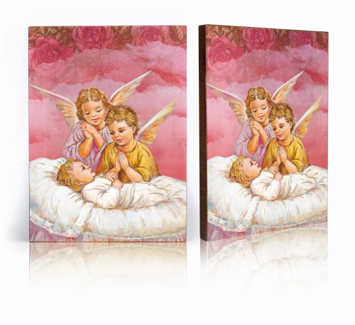 Ikona Religijna Anioł Stróż dla dziecka (pamiątka Chrztu Świętego, Komunii) - GAR IP-3428 - Dewocjonalia P.H. Jakóbczak - Katolicki sklep liturgiczny i hurtownia