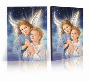 Ikona Religijna Anioł Stróż dla dziecka (pamiątka Chrztu Świętego, Komunii)