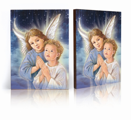 Ikona Religijna Anioł Stróż dla dziecka (pamiątka Chrztu Świętego, Komunii) - GAR IP-3426 - Dewocjonalia P.H. Jakóbczak - Katolicki sklep liturgiczny i hurtownia