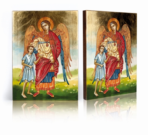 Ikona Religijna Archanioł z chłopcem - GAR IP-3434 - Dewocjonalia P.H. Jakóbczak - Katolicki sklep liturgiczny i hurtownia