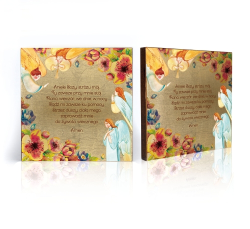 e9ae4b51b7304494a733f8a212568ab0 Ikona Religijna Ikona z modlitwą Aniele Boży (pamiątka religijna dla dziecka)