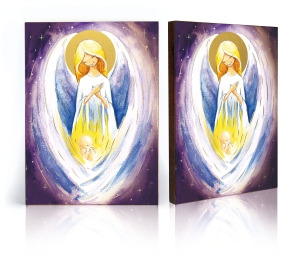Ikona Religijna Anioł Stróż z dzieckiem (pamiątka Chrztu Świętego)