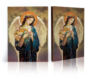 Ikona Religijna Anioł Stróż z kwiatami