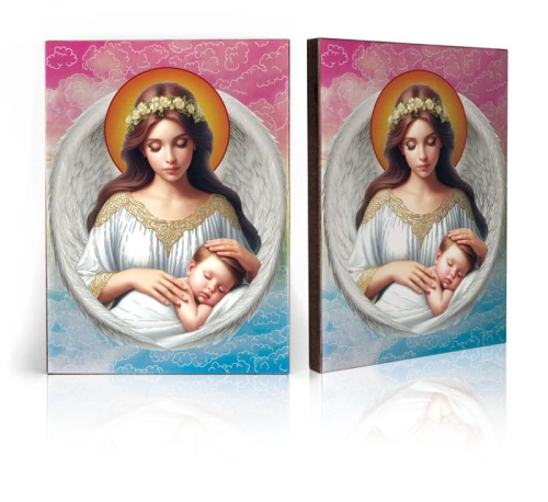 Ikona Religijna Anioł Stróż z dzieckiem - GAR IP-4202 - Dewocjonalia P.H. Jakóbczak - Katolicki sklep liturgiczny i hurtownia
