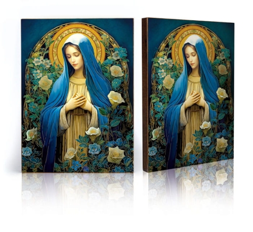 Ikona Religijna Matka Boża - Królowa Duchowych Kwiatów - GAR IP-4240 - Dewocjonalia P.H. Jakóbczak - Katolicki sklep liturgiczny i hurtownia