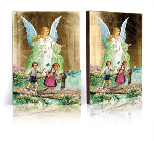 Ikona Religijna Anioł Stróż dla dziecka (prezent na Chrzest Święty lub urodziny)