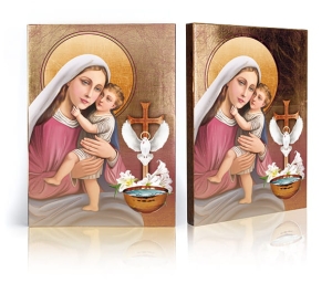 Ikona Religijna Pamiątka Chrztu Świętego dla dziewczynki z dedykacją