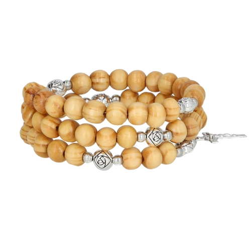 Bransoletka - różaniec na rękę - drewno - 8 mm - św. Faustyna Kowalska - Jezus Miłosierny - JS BC479 - Dewocjonalia P.H. Jakóbczak - Katolicki sklep liturgiczny i hurtownia