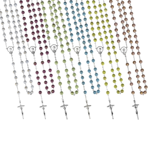 Różaniec - plastik - 8 mm - marmurek - JS R800-0 - Dewocjonalia P.H. Jakóbczak - Katolicki sklep liturgiczny i hurtownia