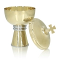 Zestaw liturgiczny - kielich - patena - puszka - mosiądz - nikiel - pozłacane - JS CBM-1016N - Dewocjonalia P.H. Jakóbczak - Katolicki sklep liturgiczny i hurtownia