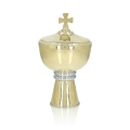Zestaw liturgiczny - kielich - patena - puszka - mosiądz - nikiel - pozłacane - JS CBM-1016N - Dewocjonalia P.H. Jakóbczak - Katolicki sklep liturgiczny i hurtownia