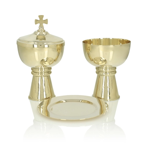 Zestaw liturgiczny - kielich - patena - puszka - mosiądz - pozłacane - JS CBM-1016-1 - Dewocjonalia P.H. Jakóbczak - Katolicki sklep liturgiczny i hurtownia