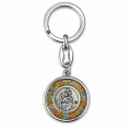 Brelok ze Świętym Krzysztofem – Włoskie Szkło Murrina (Millefiori) - okrągły, mix wzorów - JJ 2604/01 - Dewocjonalia P.H. Jakóbczak - Katolicki sklep liturgiczny i hurtownia