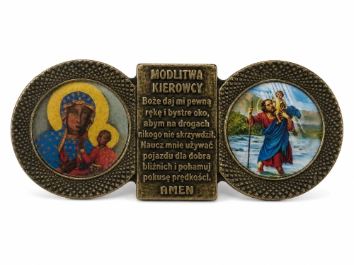 Metalowa Plakietka Samochodowa Święty Krzysztof - JJ PMKN - Dewocjonalia P.H. Jakóbczak - Katolicki sklep liturgiczny i hurtownia