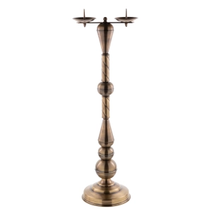 Lichtarz mosiężny L28 (92 cm) - podwójny, patynowany