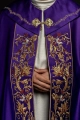 Kapa liturgiczna fioletowa z wypukłym haftem IHS - KKP/004/03 - HAF KKP/004/03/20 - Dewocjonalia P.H. Jakóbczak - Katolicki sklep liturgiczny i hurtownia