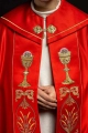 Kapa liturgiczna czerwona z haftem kielicha i IHS - KKP/006/02 - HAF KKP/006/02/20 - Dewocjonalia P.H. Jakóbczak - Katolicki sklep liturgiczny i hurtownia