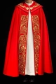 Kapa liturgiczna czerwona z bogatym haftem IHS - KKP/009/02 - HAF KKP/009/02/20 - Dewocjonalia P.H. Jakóbczak - Katolicki sklep liturgiczny i hurtownia