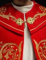 Kapa liturgiczna czerwona z bogatym haftem IHS - KKP/009/02 - HAF KKP/009/02/20 - Dewocjonalia P.H. Jakóbczak - Katolicki sklep liturgiczny i hurtownia