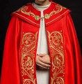 Kapa liturgiczna czerwona z bogatym haftem IHS - KKP/009/02 - HAF KKP/009/02/20 - Dewocjonalia P.H. Jakóbczak - Katolicki sklep liturgiczny i hurtownia