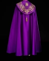 Kapa liturgiczna fioletowa z bogatym haftem IHS - KKP/009/03 - HAF KKP/009/03/20 - Dewocjonalia P.H. Jakóbczak - Katolicki sklep liturgiczny i hurtownia