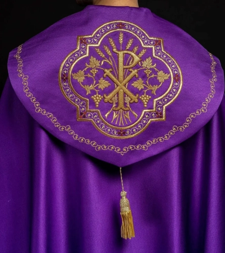 Kapa liturgiczna fioletowa z haftem monogramu PX - KKP/014/03 - HAF KKP/014/03/20 - Dewocjonalia P.H. Jakóbczak - Katolicki sklep liturgiczny i hurtownia