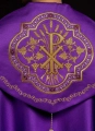 Kapa liturgiczna fioletowa z haftem monogramu PX - KKP/014/03 - HAF KKP/014/03/20 - Dewocjonalia P.H. Jakóbczak - Katolicki sklep liturgiczny i hurtownia