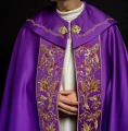 Kapa liturgiczna fioletowa z haftem monogramu PX - KKP/014/03 - HAF KKP/014/03/20 - Dewocjonalia P.H. Jakóbczak - Katolicki sklep liturgiczny i hurtownia