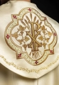 Kapa liturgiczna ecru z haftem monogramu PX - KKP/014/05 - HAF KKP/014/05/20 - Dewocjonalia P.H. Jakóbczak - Katolicki sklep liturgiczny i hurtownia