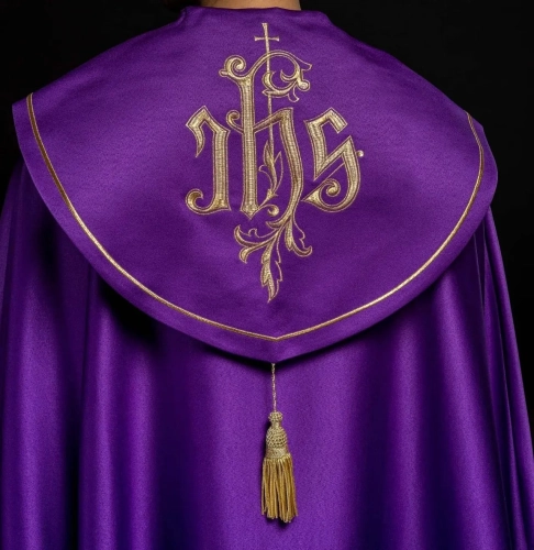 Kapa liturgiczna fioletowa z haftem IHS - KKP/023/03 - HAF KKP/023/03/20 - Dewocjonalia P.H. Jakóbczak - Katolicki sklep liturgiczny i hurtownia