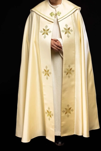 Kapa liturgiczna ecru z haftem IHS - KKP/023/05 - HAF KKP/023/05/20 - Dewocjonalia P.H. Jakóbczak - Katolicki sklep liturgiczny i hurtownia
