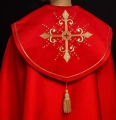 Kapa liturgiczna czerwona z haftem złotego krzyża - KKP/024/02 - HAF KKP/024/02/20 - Dewocjonalia P.H. Jakóbczak - Katolicki sklep liturgiczny i hurtownia