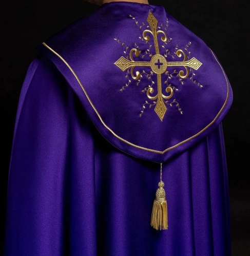 Kapa liturgiczna fioletowa z haftem złotego krzyża - KKP/024/03 - HAF KKP/024/03/20 - Dewocjonalia P.H. Jakóbczak - Katolicki sklep liturgiczny i hurtownia