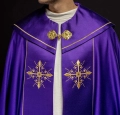 Kapa liturgiczna fioletowa z haftem złotego krzyża - KKP/024/03 - HAF KKP/024/03/20 - Dewocjonalia P.H. Jakóbczak - Katolicki sklep liturgiczny i hurtownia