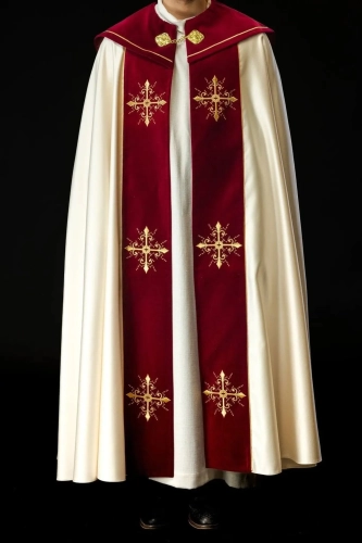 Kapa liturgiczna ecru z haftem krzyża i bordowym pasem - KKP/024/05 - HAF KKP/024/05/20/PA - Dewocjonalia P.H. Jakóbczak - Katolicki sklep liturgiczny i hurtownia