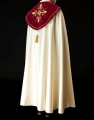 Kapa liturgiczna ecru z haftem krzyża i bordowym pasem - KKP/024/05 - HAF KKP/024/05/20/PA - Dewocjonalia P.H. Jakóbczak - Katolicki sklep liturgiczny i hurtownia
