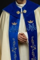 Kapa liturgiczna ecru z haftem maryjnym i ozdobnym panelem - KKP/127/05 - HAF KKP/127/05/20/PA - Dewocjonalia P.H. Jakóbczak - Katolicki sklep liturgiczny i hurtownia