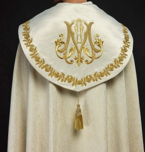 Kapa liturgiczna ecru z haftem maryjnym - KKP/158/05