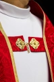 Kapa rzymska czerwona z tłoczonego żakardu - KKP/159/02 - HAF KKP/159/02/83 - Dewocjonalia P.H. Jakóbczak - Katolicki sklep liturgiczny i hurtownia