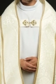 Kapa rzymska ecru z tłoczonego żakardu - KKP/159/05 - HAF KKP/159/05/83 - Dewocjonalia P.H. Jakóbczak - Katolicki sklep liturgiczny i hurtownia