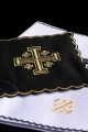 Komplet kielichowy bawełniany z haftowanym motywem Krzyża Jerozolimskiego - KK/030/07 - HAF KK/030/07 - Dewocjonalia P.H. Jakóbczak - Katolicki sklep liturgiczny i hurtownia