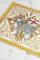 Komplet kielichowy bawełniany z haftowanym motywem Baranka Paschalnego w kolorze czerwonym - KK/5007 - HAF KK/5007 - Dewocjonalia P.H. Jakóbczak - Katolicki sklep liturgiczny i hurtownia