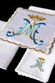 Komplet kielichowy bawełniany z haftowanym motywem maryjnym w kolorze czerwonym - KK/183 - HAF KK/183 - Dewocjonalia P.H. Jakóbczak - Katolicki sklep liturgiczny i hurtownia