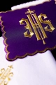 Komplet kielichowy bawełniany z haftowanym motywem IHS w kolorze czerwonym - KK/029/03 - HAF KK/029/03 - Dewocjonalia P.H. Jakóbczak - Katolicki sklep liturgiczny i hurtownia