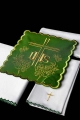 Komplet kielichowy bawełniany z haftowanym motywem IHS w kolorze czerwonym - KK/156/01 - HAF KK/156/01 - Dewocjonalia P.H. Jakóbczak - Katolicki sklep liturgiczny i hurtownia