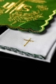 Komplet kielichowy bawełniany z haftowanym motywem IHS w kolorze czerwonym - KK/156/01 - HAF KK/156/01 - Dewocjonalia P.H. Jakóbczak - Katolicki sklep liturgiczny i hurtownia